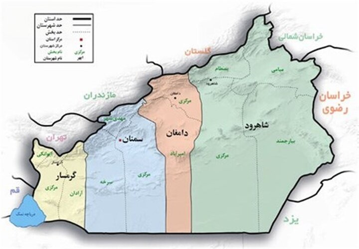 نقشه استان سمنان