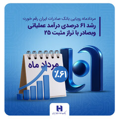رشد ۶۱ درصدی درآمد عملیاتی وبصادر با تراز مثبت ۲۵