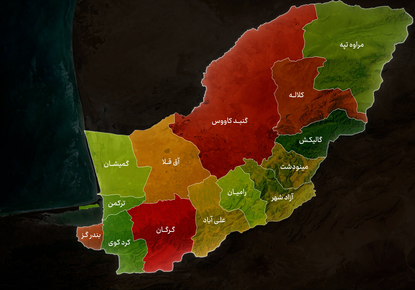 نقشه استان گلستان