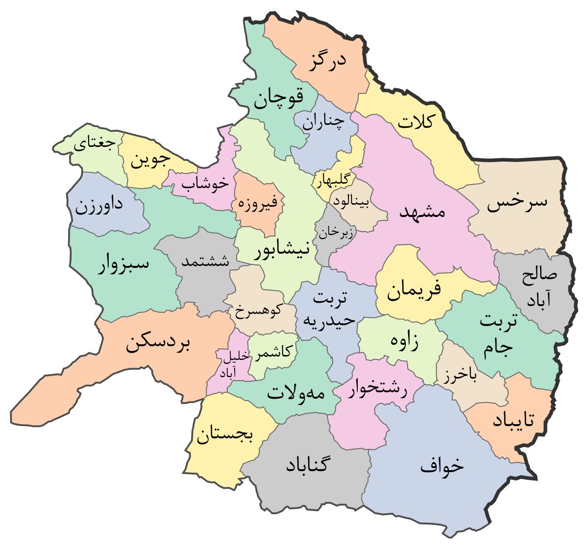 نقشه استان خراسان رضوی