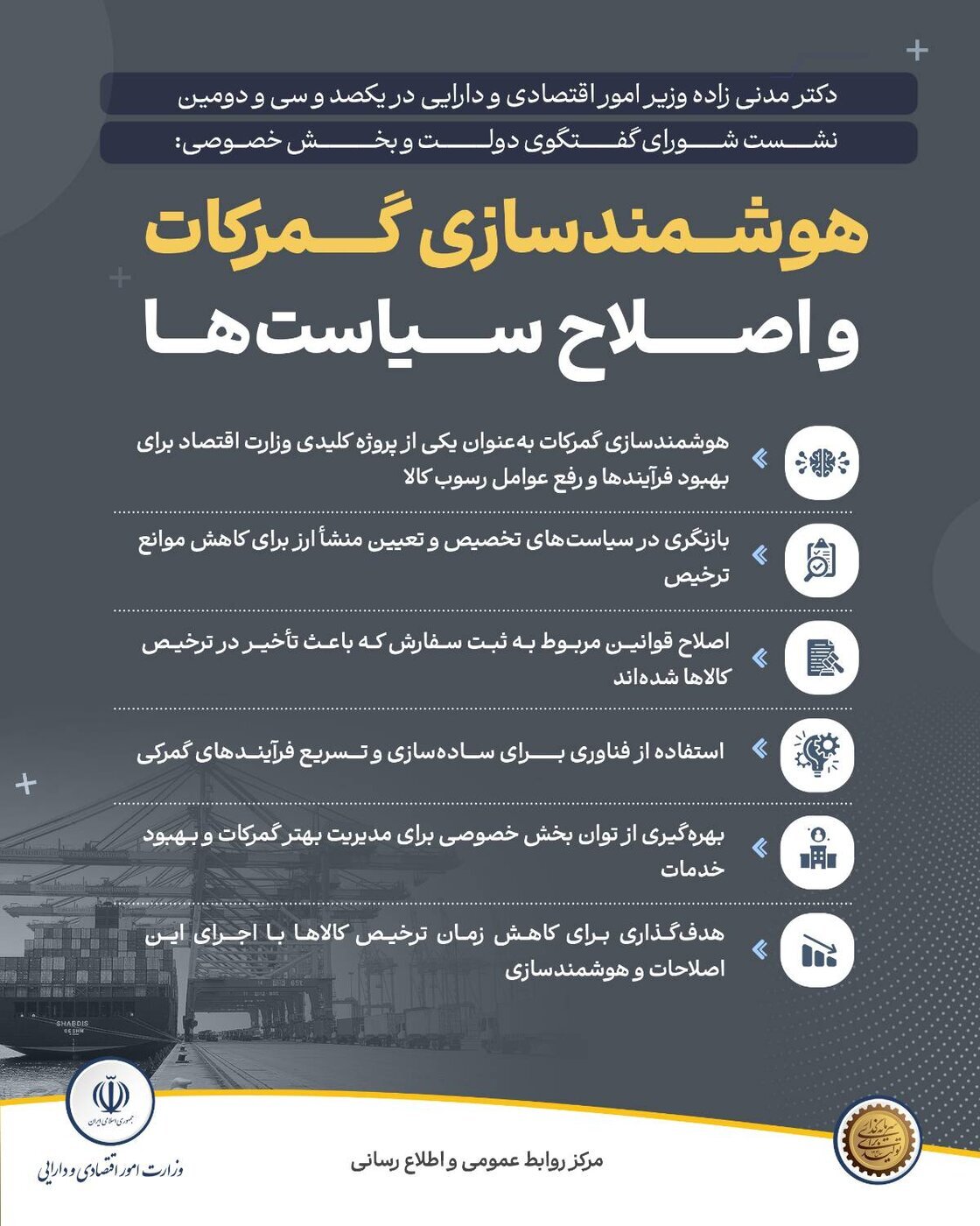 هوشمندسازی گمرکات پروژه کلیدی وزارت اقتصاد برای رفع رسوب کالا است هوشمندسازی گمرکات پروژه کلیدی وزارت اقتصاد برای رفع رسوب کالا است