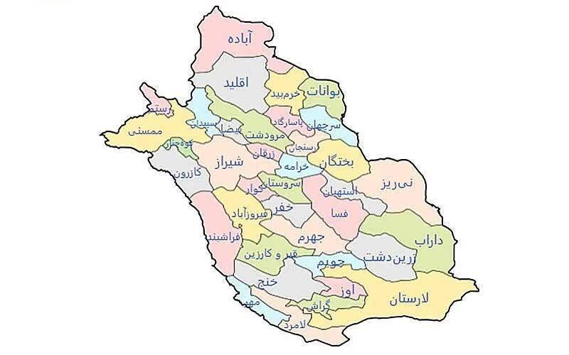 نقشه استان فارس