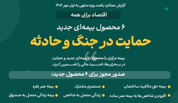 اقتصاد برای همه /۲۱/ ۶ محصول بیمه ای جدید/حمایت در جنگ و حادثه