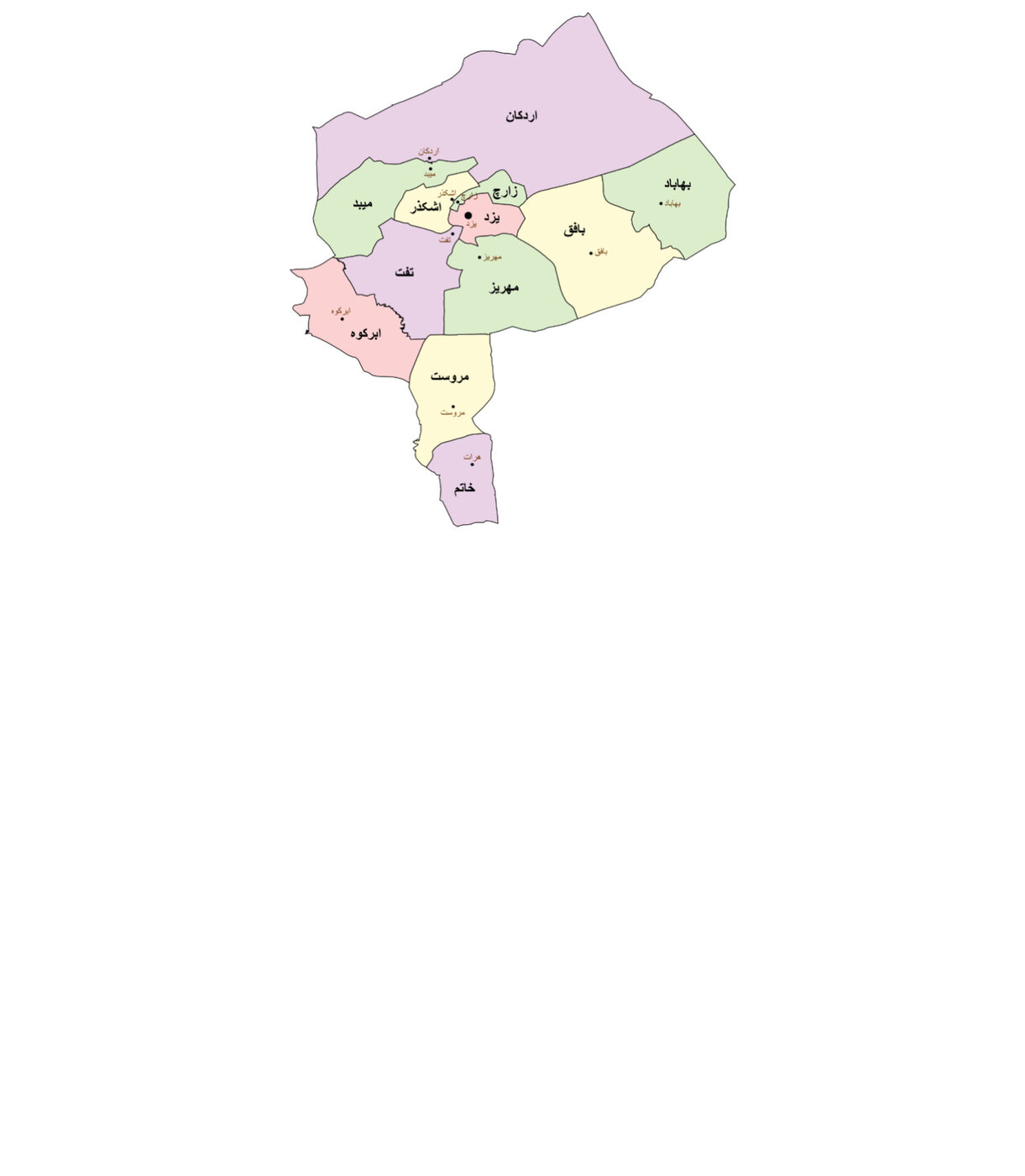 نقشه استان یزد