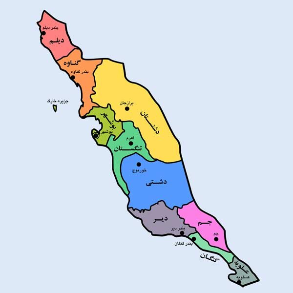 نقشه استان بوشهر