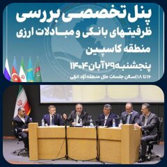 بررسی ظرفیت‌های بانکی و مبادلات ارزی منطقه کاسپین در نمایشگاه بین‌المللی تجارت انزلی