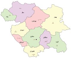 نقشه استان کردستان