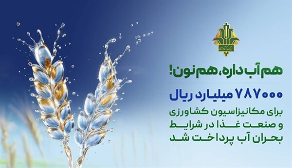 حمایت ۷۸۷ هزار میلیارد ریالی بانک کشاورزی از بهینه سازی مصرف آب در صنایع غذایی