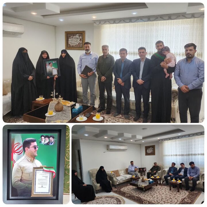 پاسداشت مقام ایثار و شهادت؛ دیدار مدیرکل و کارکنان امور اقتصادی و دارایی خوزستان با خانواده جانباز مدافع حرم و شهید مدافع وطن مهدی آرویش