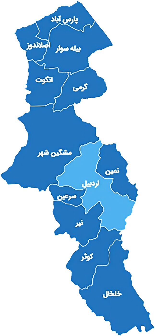 نقشه استان اردبیل