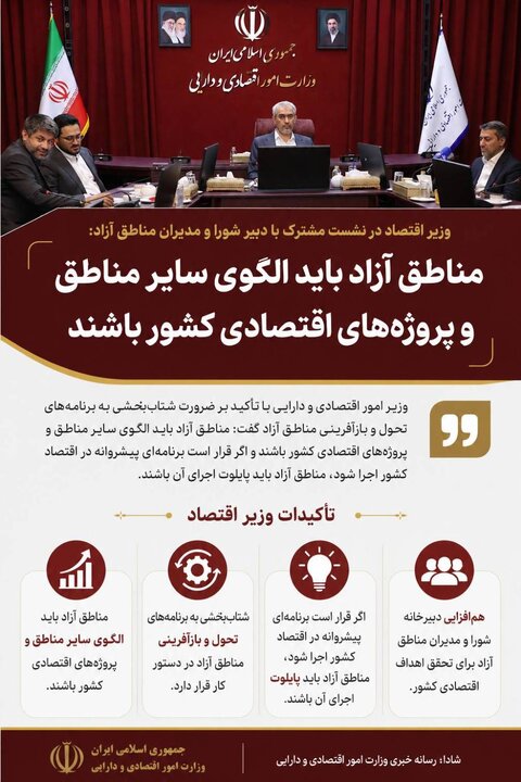 مناطق آزاد باید الگوی سایر مناطق و پروژه‌های اقتصادی کشور باشند