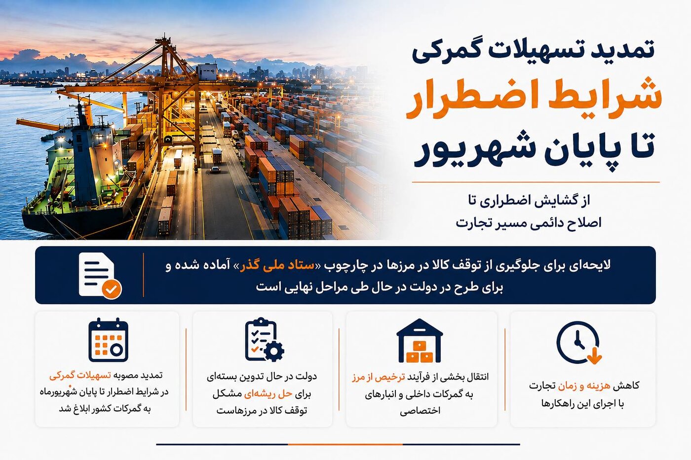 اینفوگرافیک/ تمدید تسهیلات گمرکی شرایط اضطرار تا پایان شهریور