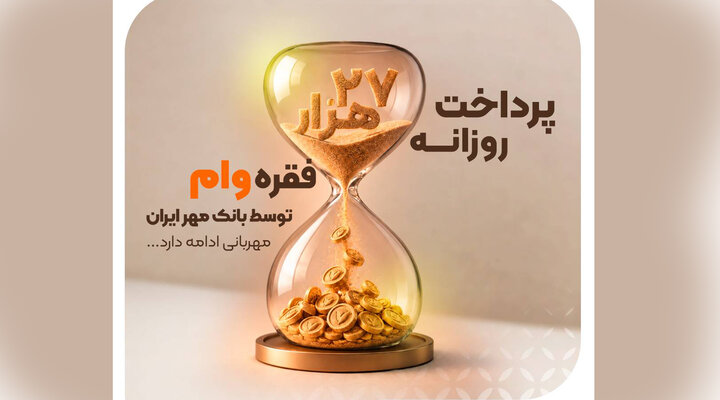 بانک مهر ایران روزانه ۲۷ هزار فقره وام پرداخت می‌کند