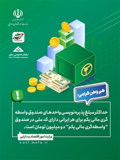 حداكثر مبلغ پذیره نویسی واحدهای صندوق واسطه گری مالی یكم